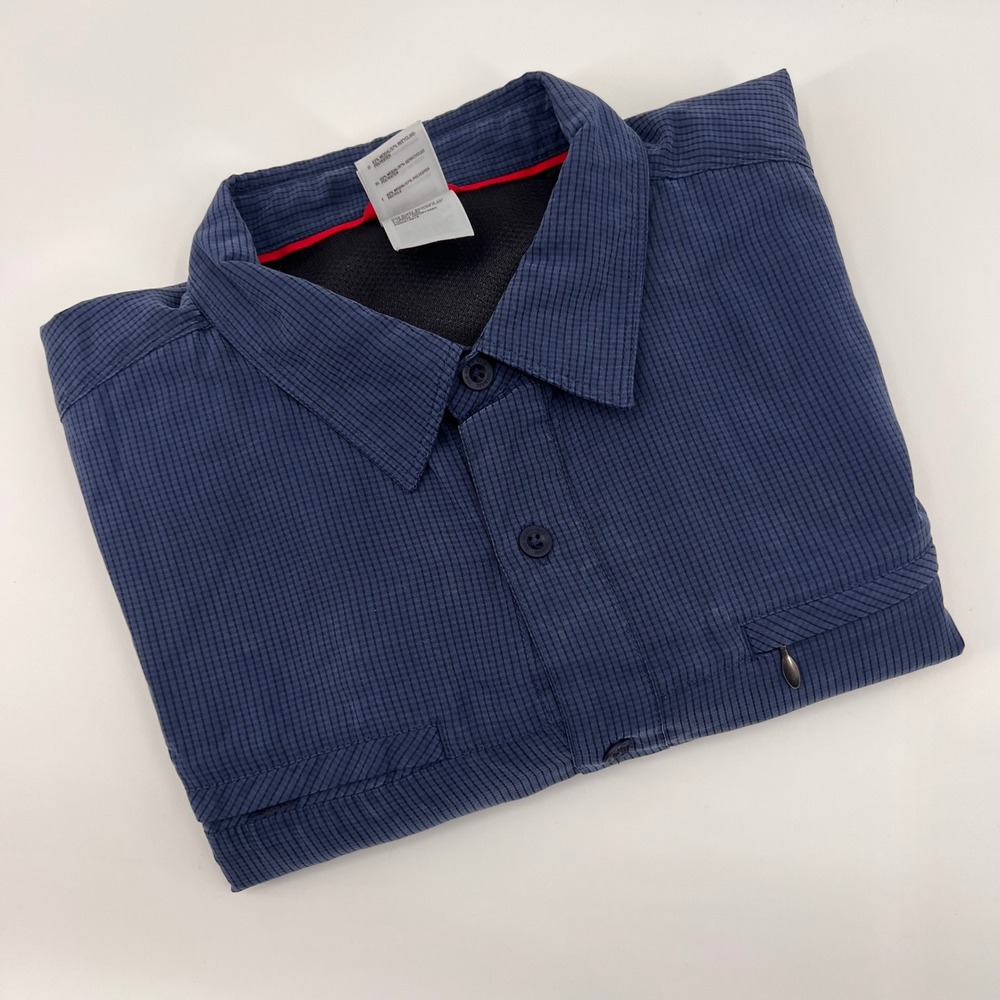 The North Face Mens Short Sleeve‎ Button Up Shirt Navy Plaid Outdoor Size L G